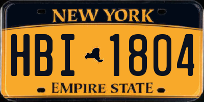 NY license plate HBI1804