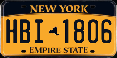NY license plate HBI1806