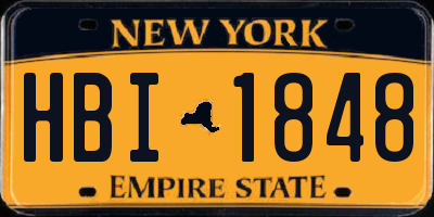 NY license plate HBI1848