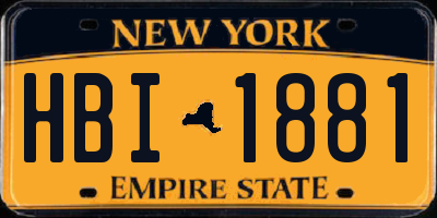 NY license plate HBI1881