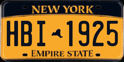 NY license plate HBI1925