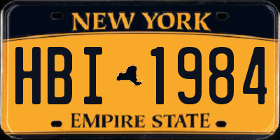 NY license plate HBI1984