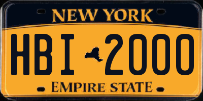 NY license plate HBI2000