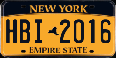 NY license plate HBI2016