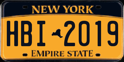 NY license plate HBI2019