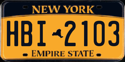 NY license plate HBI2103