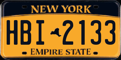 NY license plate HBI2133