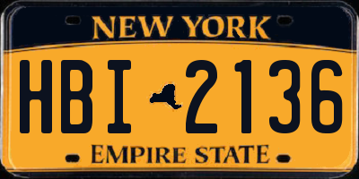 NY license plate HBI2136