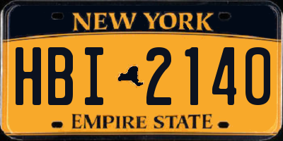 NY license plate HBI2140