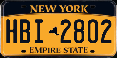 NY license plate HBI2802
