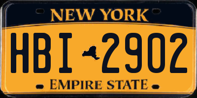 NY license plate HBI2902
