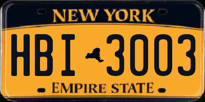 NY license plate HBI3003