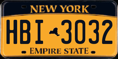 NY license plate HBI3032