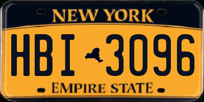 NY license plate HBI3096