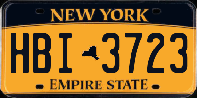 NY license plate HBI3723