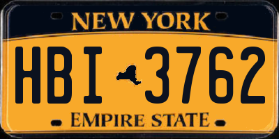 NY license plate HBI3762