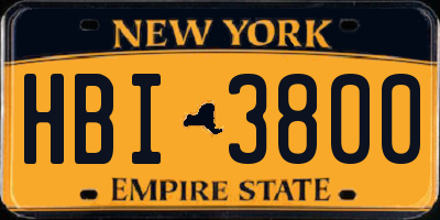NY license plate HBI3800