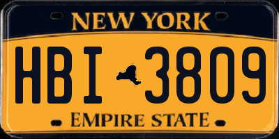 NY license plate HBI3809