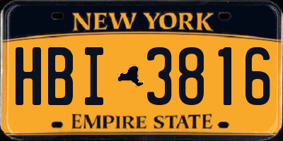 NY license plate HBI3816