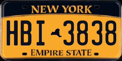 NY license plate HBI3838