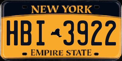 NY license plate HBI3922