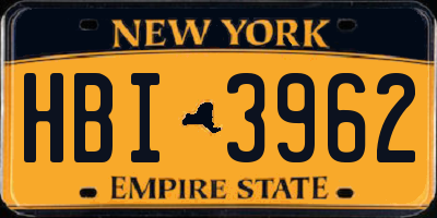 NY license plate HBI3962