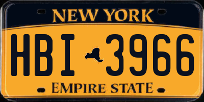 NY license plate HBI3966