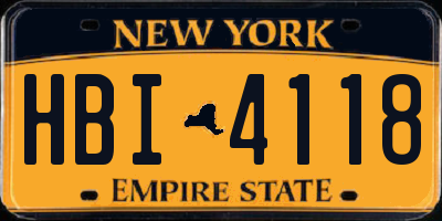 NY license plate HBI4118