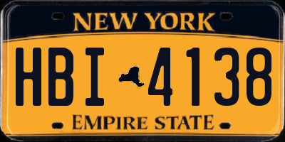 NY license plate HBI4138