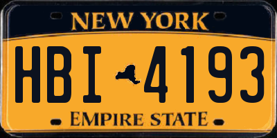 NY license plate HBI4193