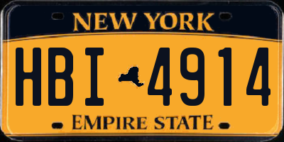 NY license plate HBI4914