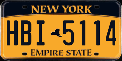 NY license plate HBI5114