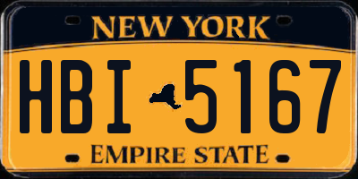 NY license plate HBI5167