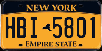 NY license plate HBI5801