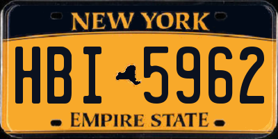 NY license plate HBI5962