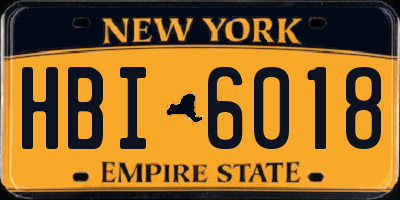 NY license plate HBI6018