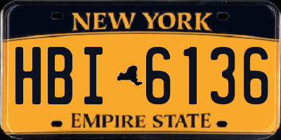 NY license plate HBI6136