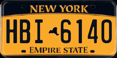 NY license plate HBI6140