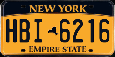 NY license plate HBI6216