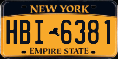 NY license plate HBI6381