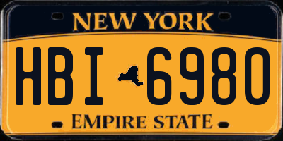 NY license plate HBI6980