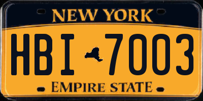 NY license plate HBI7003