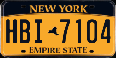 NY license plate HBI7104