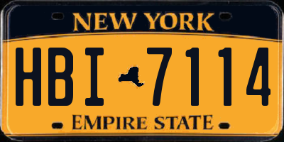 NY license plate HBI7114