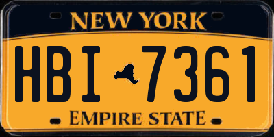 NY license plate HBI7361