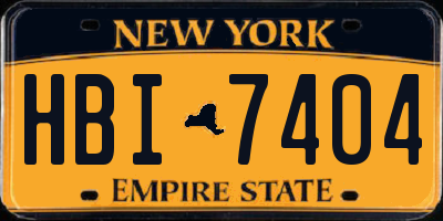 NY license plate HBI7404