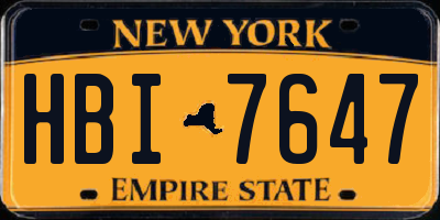 NY license plate HBI7647