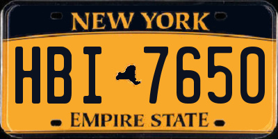 NY license plate HBI7650
