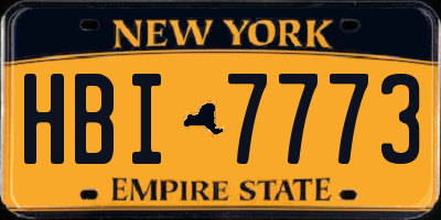 NY license plate HBI7773