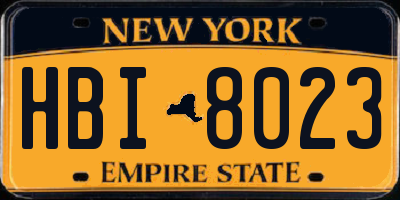 NY license plate HBI8023